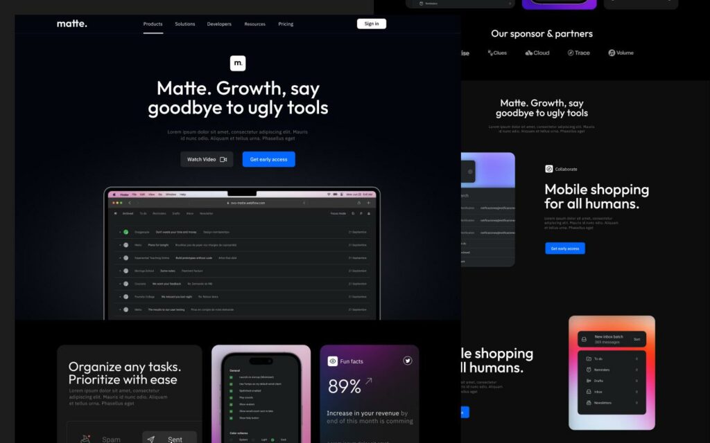 Matte SaaS Website Template