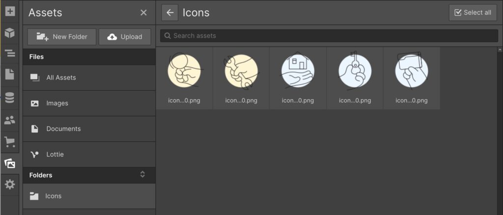 upload icons in webflow as images