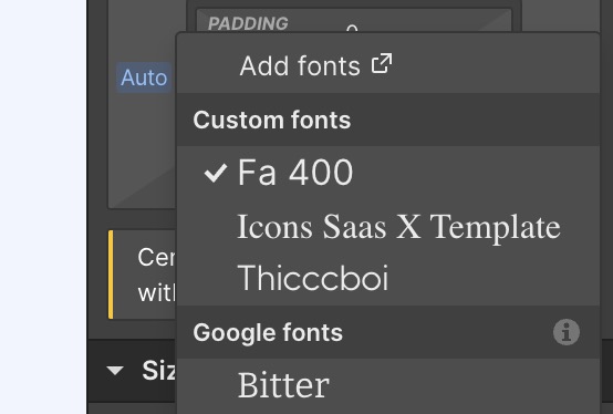 webflow select font