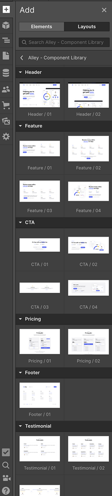 webflow alley component library