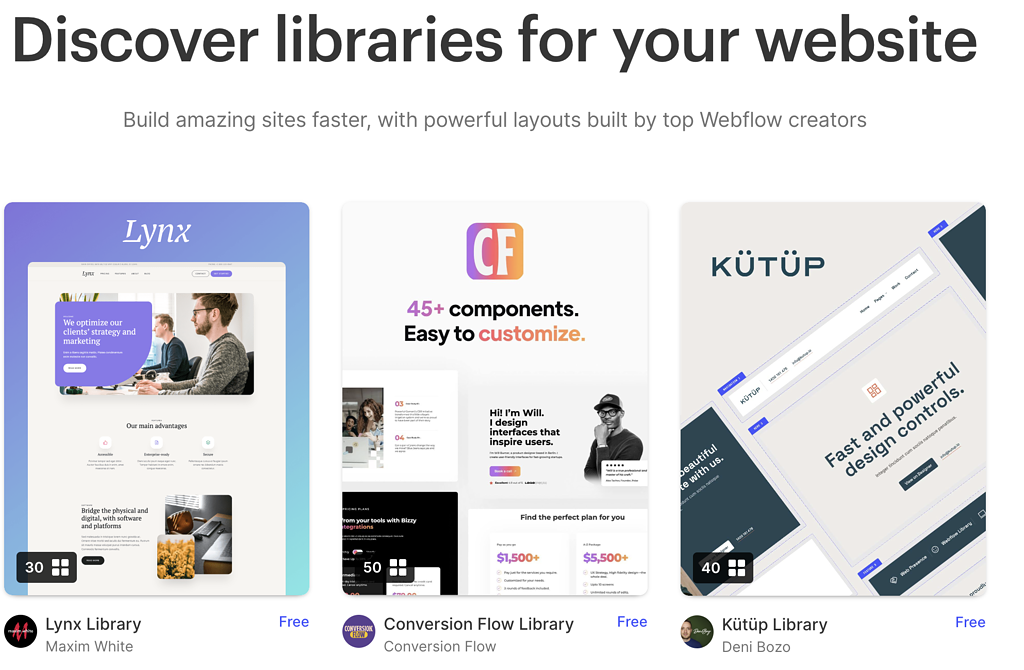 webflow component libraries