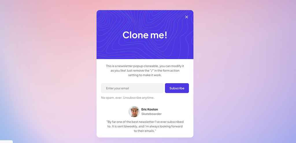 Newsletter Popup Cloneable