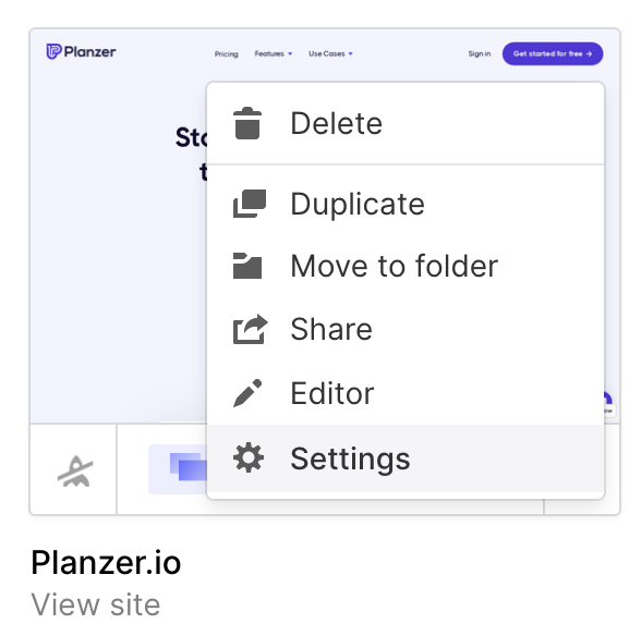 webflow planzer settings